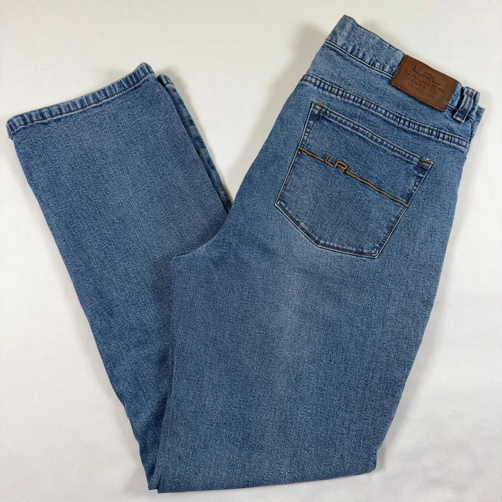 LRL Lauren Jeans Co Ralph Lauren Women's 12P Petite Blue‎ Denim Classic Straight